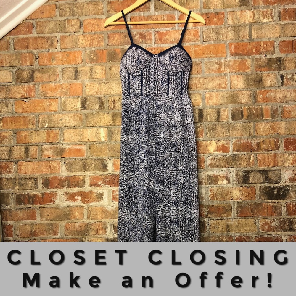 Band of Gypsies blue white patterned jumpsuit
